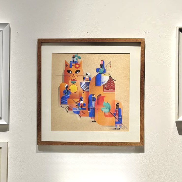 arvinfld's tweet image. کار من، «این گربه‌هه» در نمایشگاه سالانهٔ #انجمن_تصویرگران_ایران به مناسبت هفتهٔ تصویرگری ۱۴۰۴.

📍خانهٔ هنرمندان ایران (گالری تا ۲۰ آبان دایر است).

جای خودم خالی اونجا و مرسی از @marmarsiyadat عزیزم بابت عکسا و‌ زحمات تحویل کار.

#illustration #vectorart #iran