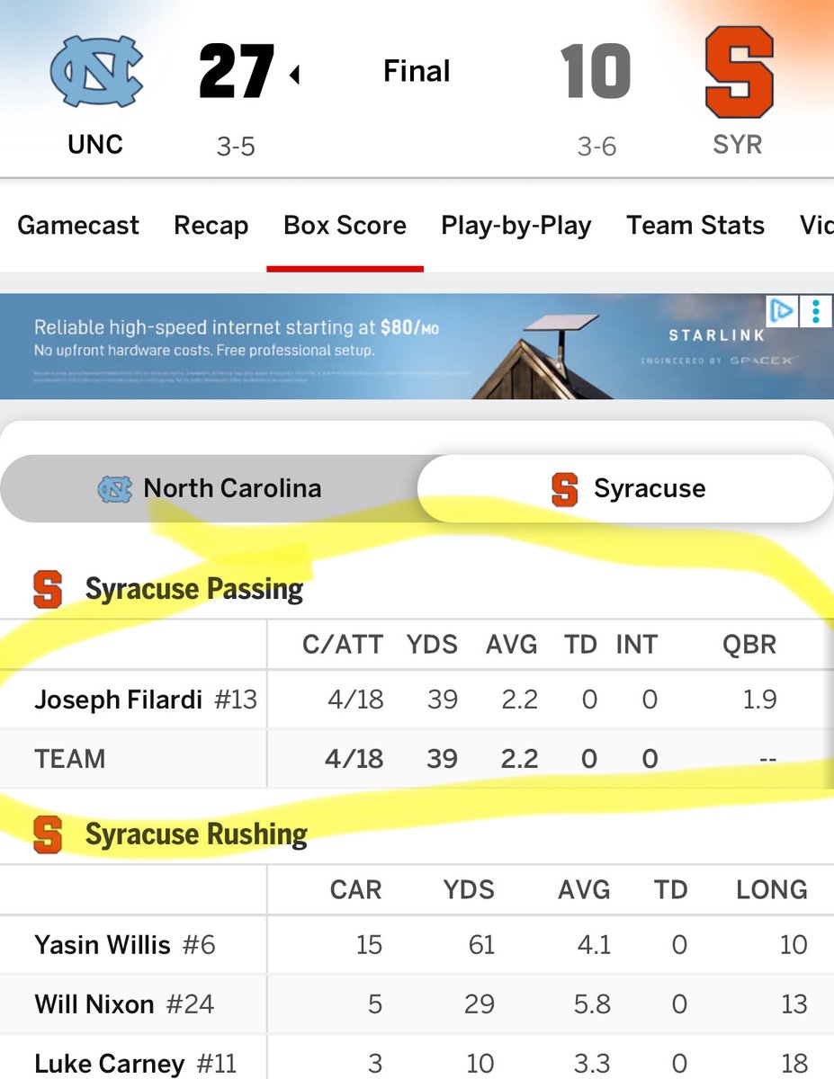 i thought Fran was a good coach until last night… why would you not take this kid out??? embarrassing <a href="/CuseFootball/">Syracuse Football</a> <a href="/UNCFootball/">Carolina Football</a> they were ahead 10-3 with ZeRO passing yards at half…!