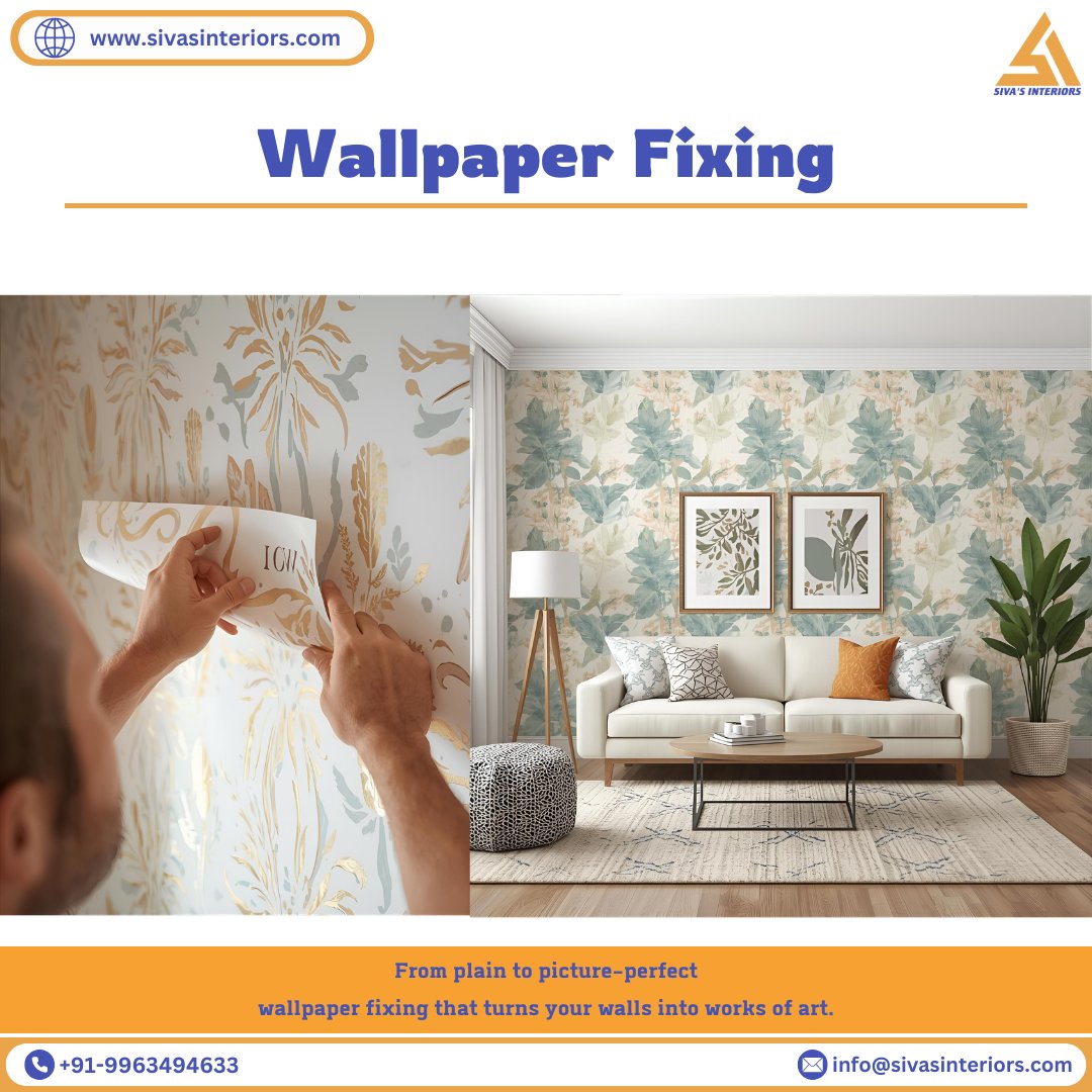 sivasinteriors's tweet photo. At Sivas Interiors, our Wallpaper-Fixing service blends design, detail, and durability.

visit our Wallpaper-Fixing Page: https://t.co/Cju9jnW49H

#InteriorDesign #WallpaperFixing #HomeMakeover #InteriorDesign #HomeDecor #ModernInteriors #InteriorStyling #telangana #hyderabad https://t.co/GUqXey39Yu