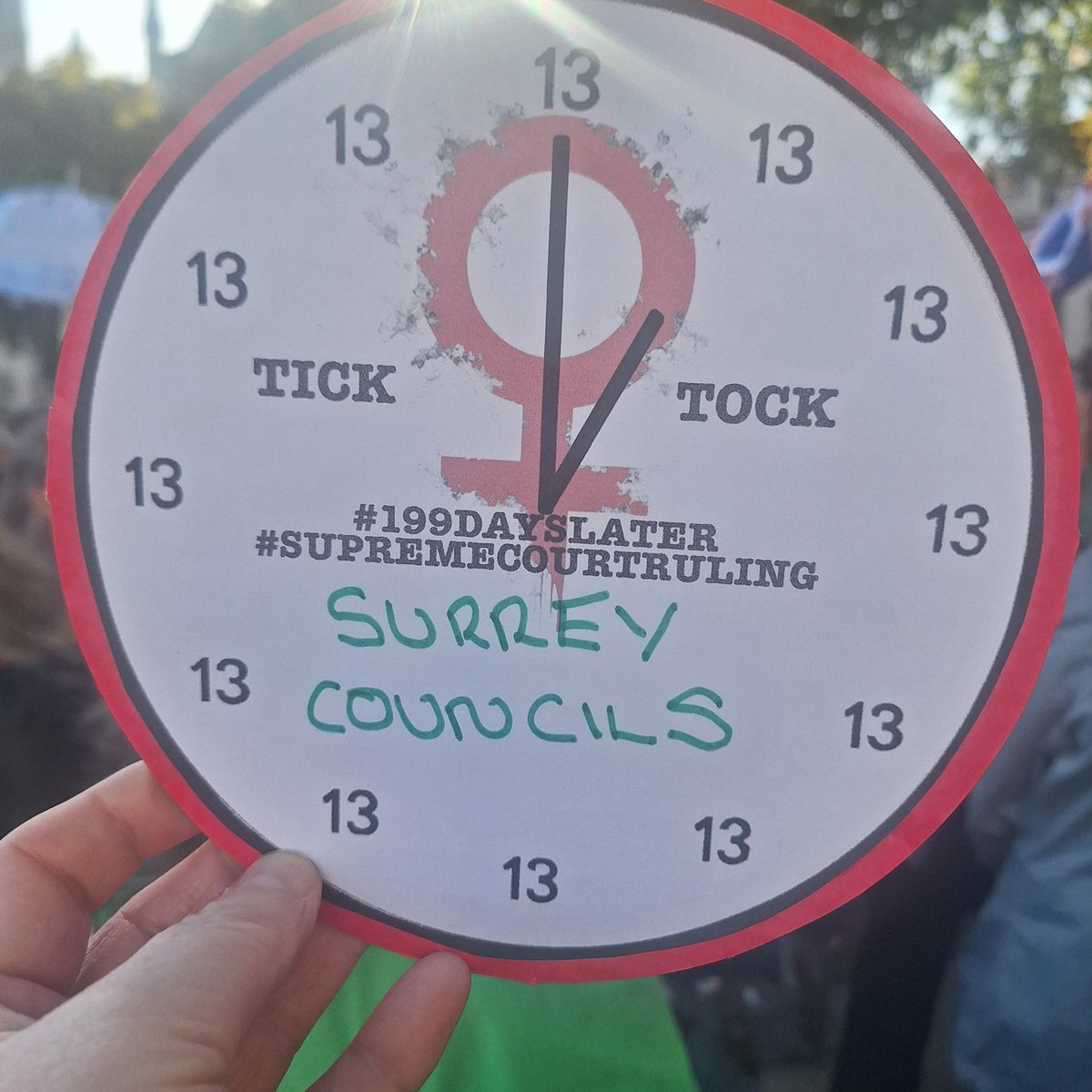 We are at the 199 Days Later march in London. 
It's time to follow the law. 
#199DAYSLATER
#SupremeCourtRuling