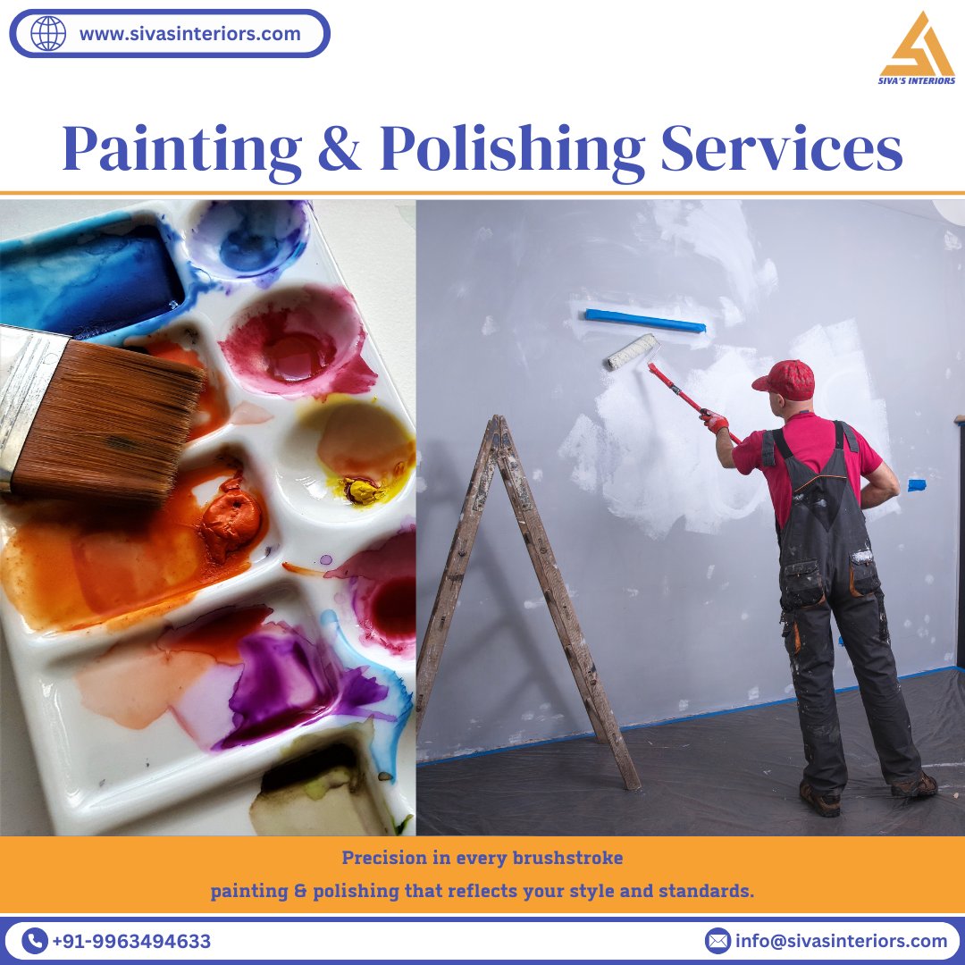 sivasinteriors's tweet photo. Revive your walls and woodwork with expert Painting and Polishing for a fresh new look.

Visit our Painting and Polishing Page: https://t.co/xiZ7WWzq5K

#painting #PaintingandDecorating #paintinghomes #polishing #homedecor #homerenovation #hyderabad #telangana https://t.co/cLvsKVzuxc