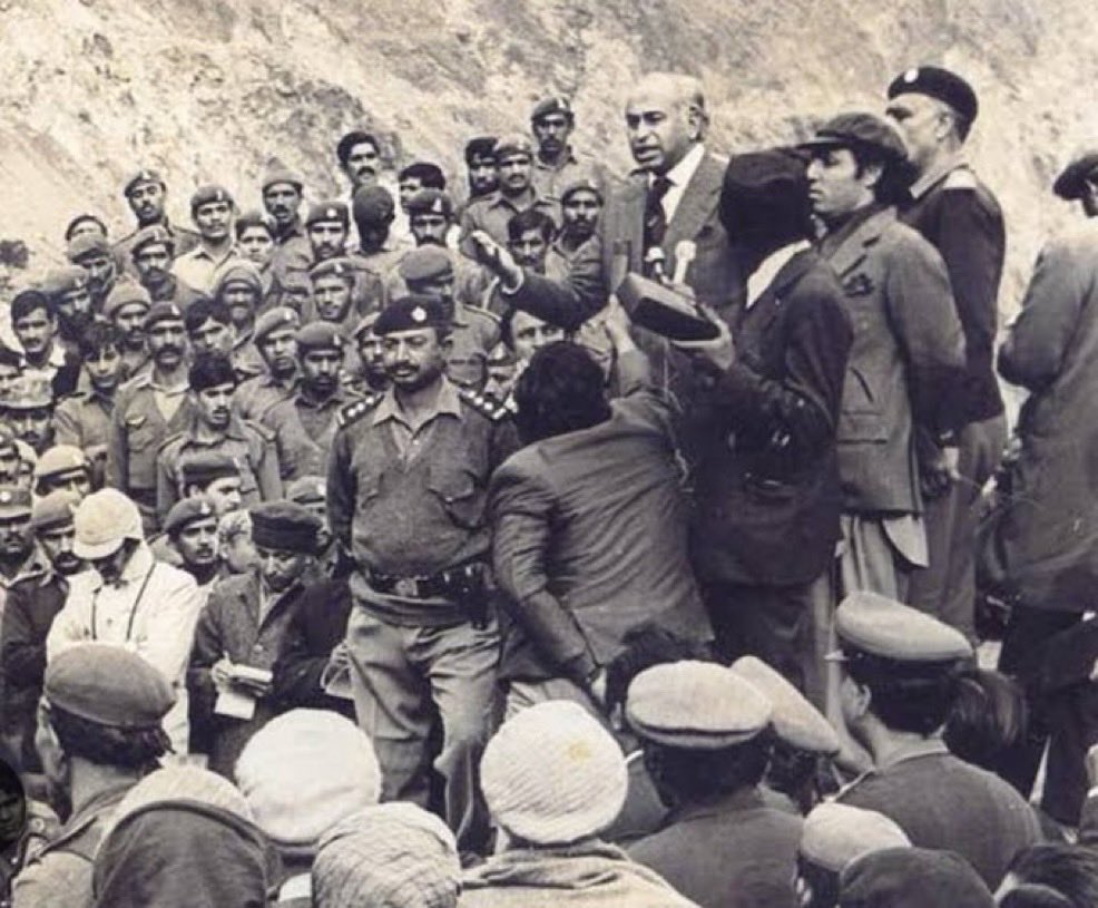 AyazBuriroPPP's tweet image. In 1974, Prime Minister Zulfikar Ali Bhutto abolished the Frontier Crimes Regulation (FCR) in Gilgit-Baltistan, ending centuries of princely rule.
He gave the people of GB civil rights, courts, and representation a true milestone of democratic reform.