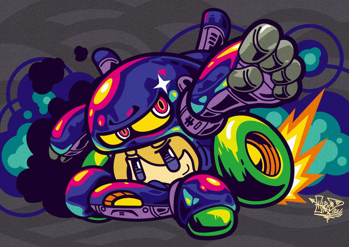 kuroganevan's tweet image. #11月になったのでフォロワーさんに自己紹介しようぜ
頭大き目ロボをストリート風味に描いております！
52TOYS様のビーストボックストレーディングカードのイラストにも参加させていただいておりますのでそちらも合わせてヨロシクヨロシク！