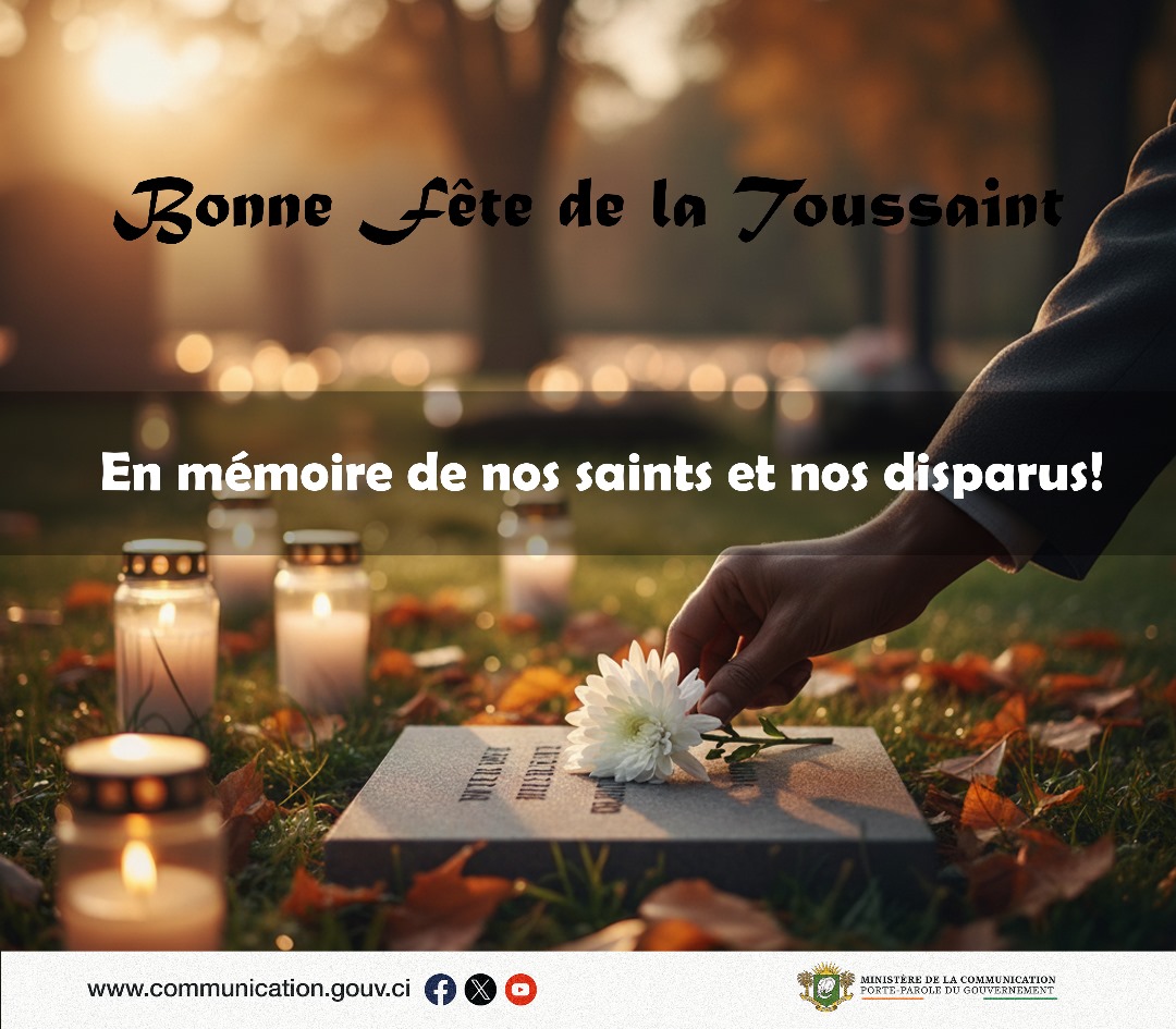 MINCOM_CI's tweet image. [𝐁𝐨𝐧𝐧𝐞 𝐅𝐞̂𝐭𝐞 𝐝𝐞 𝐥𝐚 𝐓𝐨𝐮𝐬𝐬𝐚𝐢𝐧𝐭] 📷
En ce jour de recueillement et de mémoire, le Ministère de la Communication,  souhaite une bonne fête de la Toussaint à toute la communauté chrétienne.
#Toussaint #Souvenir #Mémoire #Solidarité #CommunicationCI #MICOM