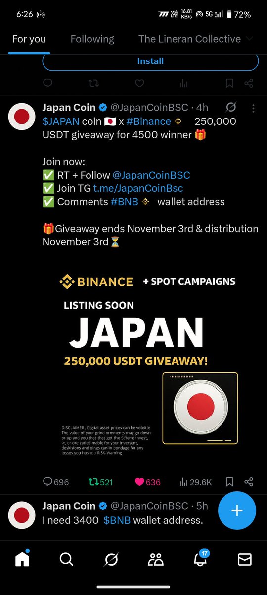 JoyAbbas3's tweet photo. @JapanCoinBSC 0x469095D1e34C23CD8bfCA61ab796909950F23459 https://t.co/U16tex61RZ