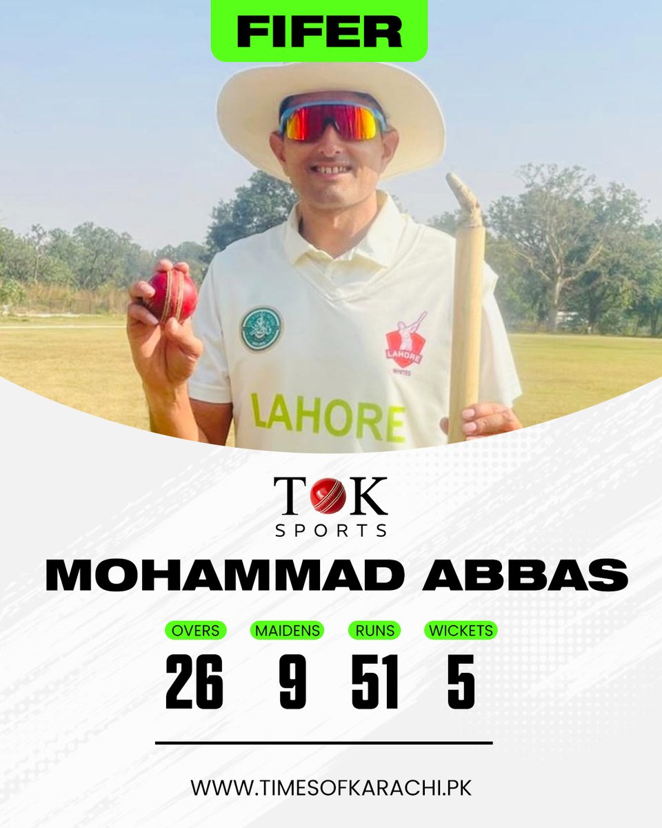TOKSports021's tweet image. Mohammad Abbas grabs his 52nd five-wicket haul, dismantling Multan with 5 wickets in each innings of the Quaid-e-Azam Trophy.

#TOKSports #MohammadAbbas #QuaideAzamTrophy @RealMAbbas226