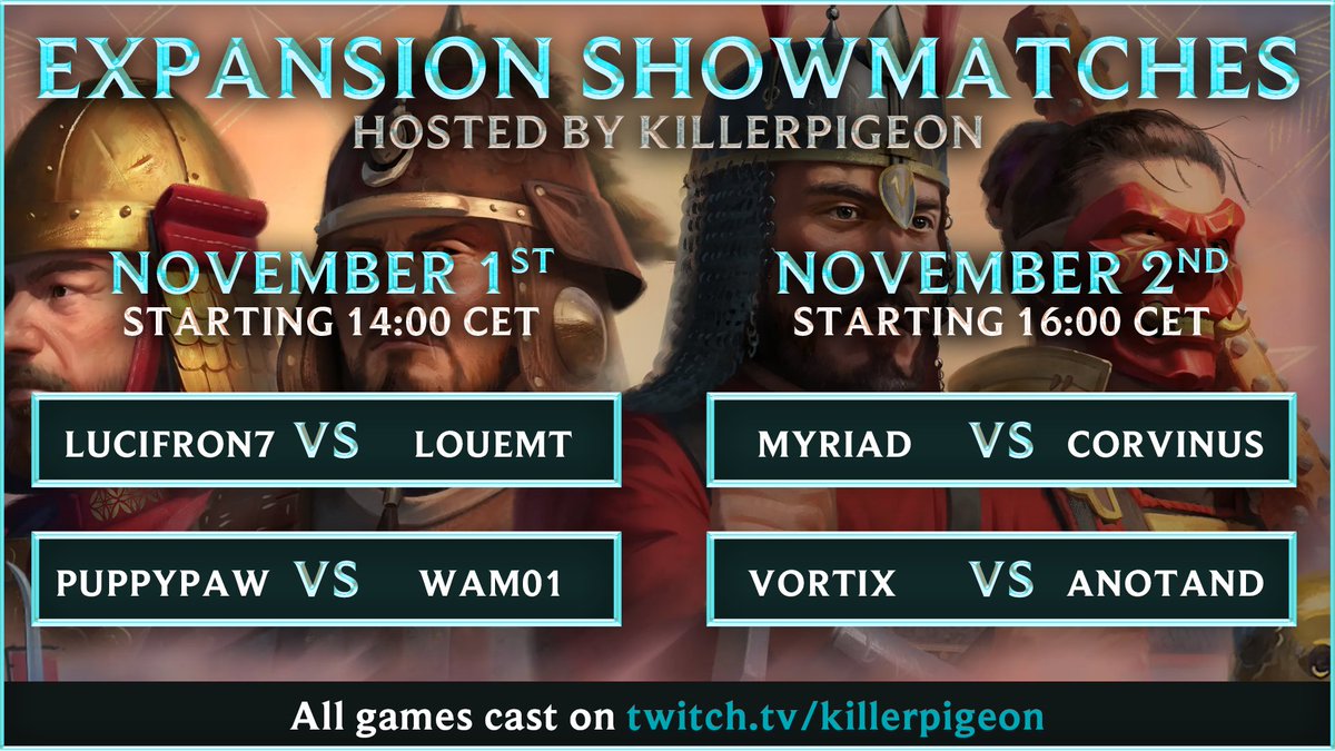 The best way to see the new expansion for Age of Empires 4?

Top tier showmatches featuring the new civs. Today and tomorrow

twitch.tv/killerpigeon