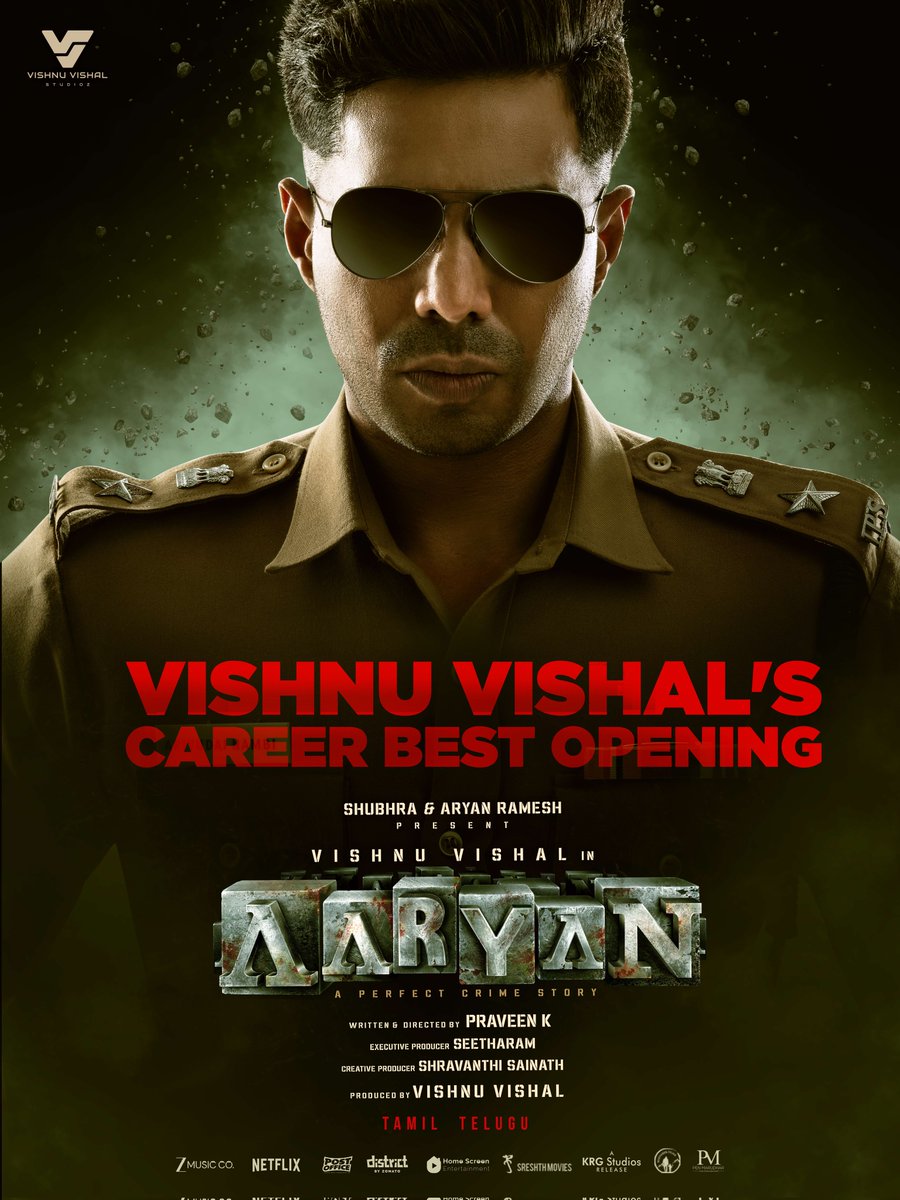 #Aaryan - <a href="/TheVishnuVishal/">VISHNU VISHAL - VV</a>'s career best opening worldwide 💥

Experience the crime thriller in theatres now!

Book tickets - link.district.in/DSTRKT/paaryan

<a href="/VVStudioz/">Vishnu Vishal Studioz</a> <a href="/adamworx/">Praveen K</a> <a href="/selvaraghavan/">selvaraghavan</a> <a href="/ShraddhaSrinath/">Shraddha Srinath</a> <a href="/Maanasa_chou/">Cherukuri Maanasa choudhary</a> <a href="/GhibranVaibodha/">Ghibran Vaibodha</a> <a href="/dop_harish/">Harish Kannan</a> <a href="/Sanlokesh/">Sanlokesh Editor</a> <a href="/silvastunt/">silva stunt</a> <a href="/PC_stunts/">PC stunts</a>
