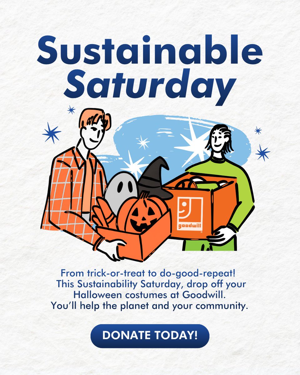 Donate your costumes → support job creation → reduce waste 💙♻️🍂 
Every donation helps someone build a brighter future.
#GoodwillMission #DonateReuseRepeat #HalfOWeen #GoodwillNJ #GoodwillPhilly