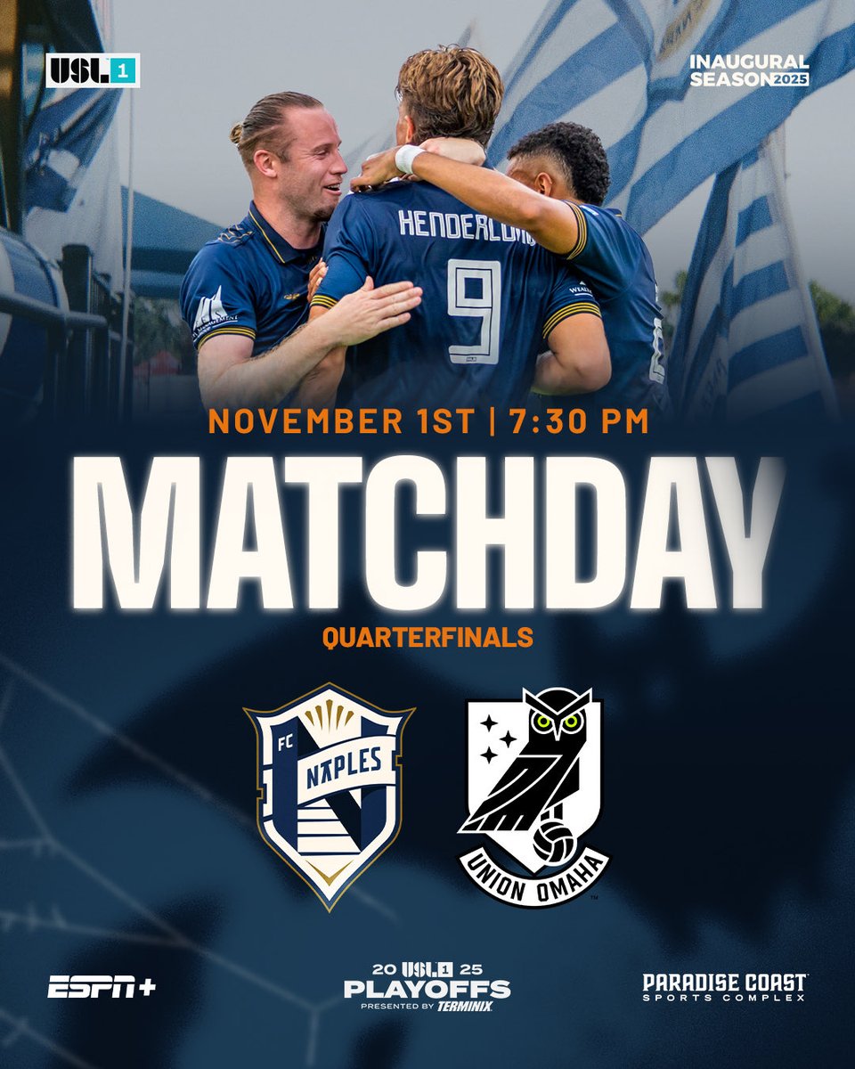 fcnaples_'s tweet photo. The stage is set. WE MAKE HISTORY TONIGHT.ย
๐ Union Omaha
โฐ 7:30 PM Kickoff
๐ Paradise Coast Sports Complex Stadiumย
๐บ ESPN+ย
๐ USL League One Playoffs - Quarterfinalsย
#FCNaples #NaplesFL #SWFL #ParadiseCoast #PCSCNaples #NAPvOMA #USLPlayoffs #InauguralSeason https://t.co/8WYsUCW0bE
