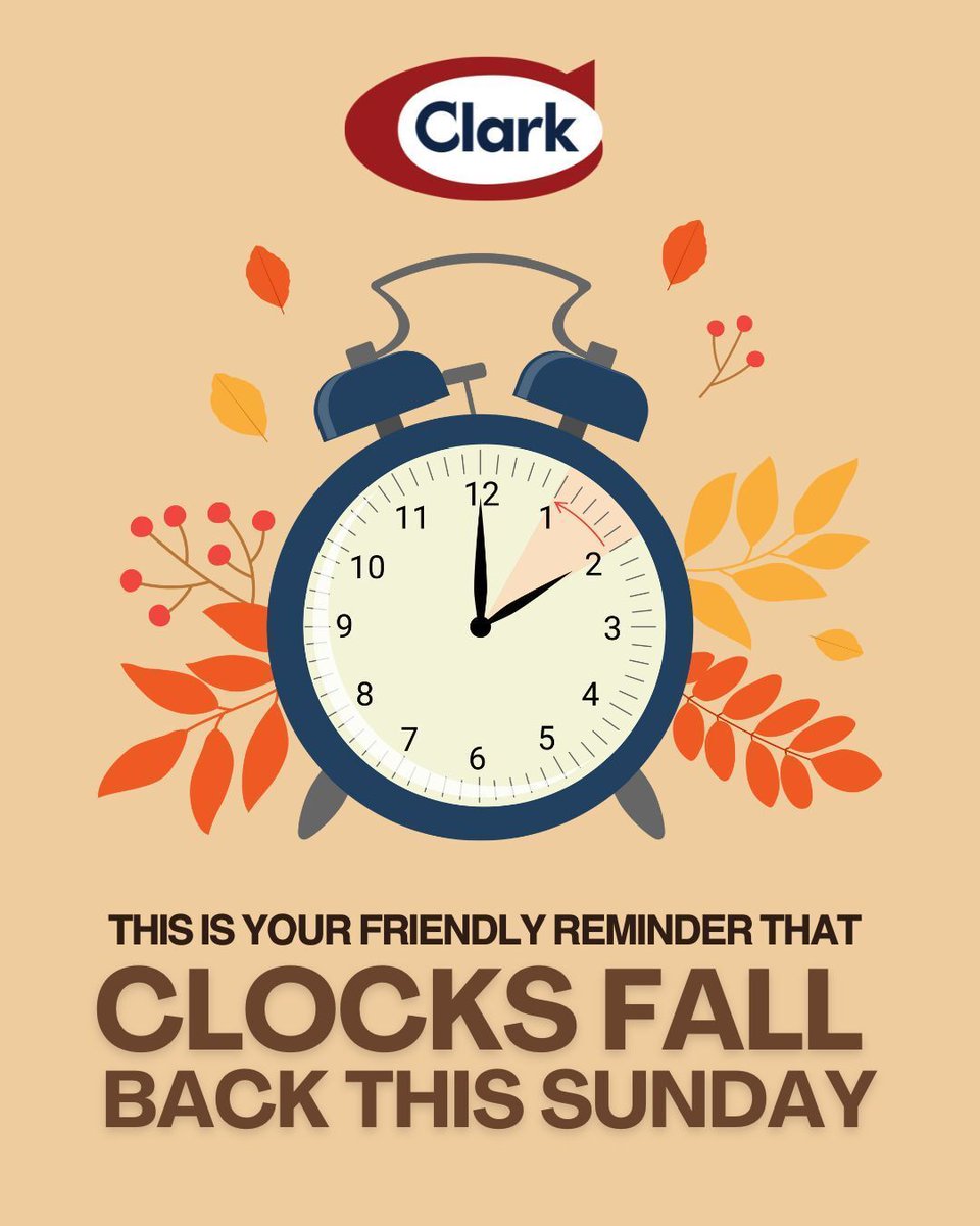 🕰 This is your friendly reminder!
Clocks fall back one hour this Sunday as Daylight Saving Time comes to an end.

Enjoy the extra hour of rest before another busy week on the farm! 🌅

#ClarkAgSystems #ClarkAgriService #DaylightSavingTime #FarmLife