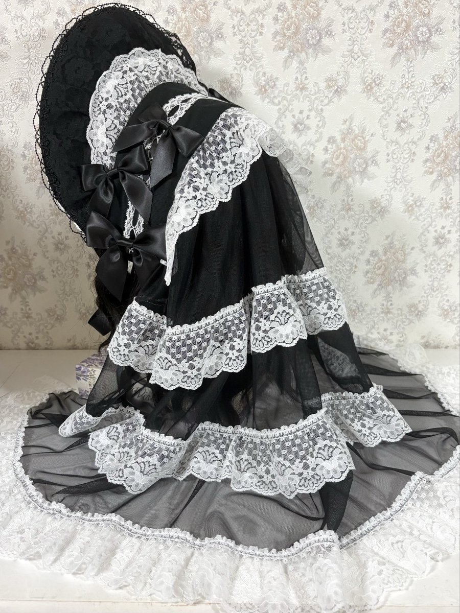 ティアードベールボンネット（黒白） webshopに追加しました🖤