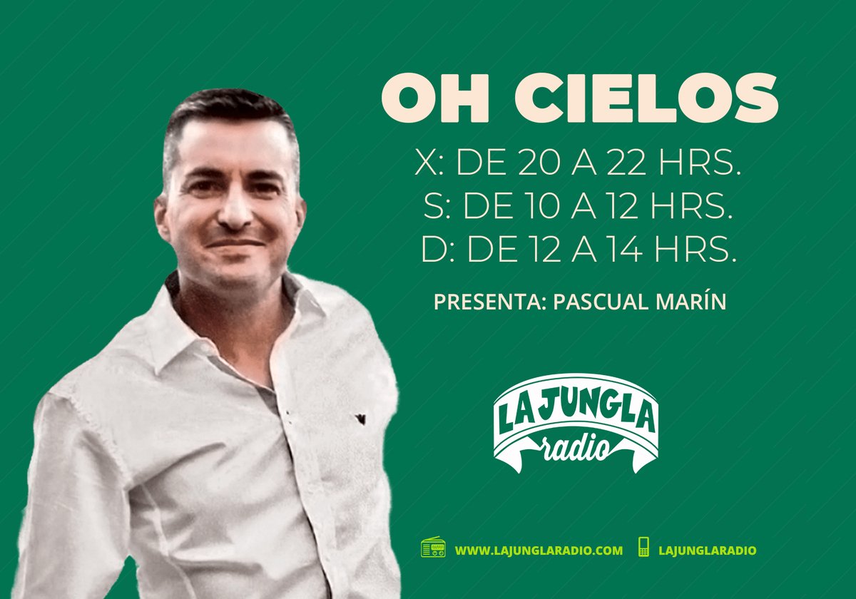 📻 Nuestro <a href="/pascualmarin7/">@PascualMarín</a> está listo para darte dos horas de pura vitamina radiofónica. 
La mejor música 🧑‍🎤, el legendario concurso del Tiro al Disco 💿 y tu participación en el WhatsApp del programa. 

⏰ De 10 a 12 del mediodía, OH CIELOS!