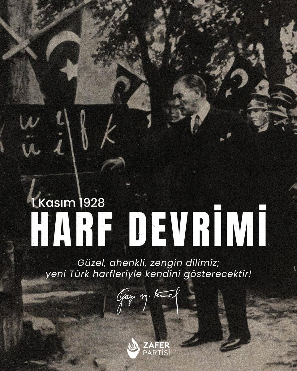 Büyük Türk Milletinin yeniden doğuşunun ve fikir bağımsızlığının en önemli adımlarından biri olan Harf Devrimi’nin yıl dönümü kutlu olsun.