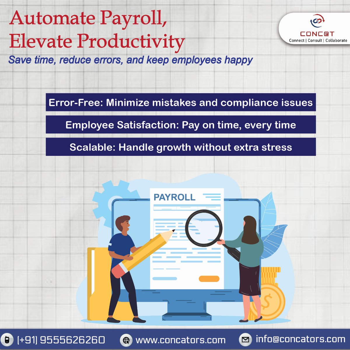 Concators's tweet image. Automate payroll and watch your productivity soar! ⏱️
No more errors. No delayed payments. No compliance stress.

➡️ Explore smart payroll outsourcing with CONCAT

#PayrollAutomation #HRTech #BusinessGrowth #PayrollManagement #AutomatedPayroll #HRSolutions #DigitalTransformation