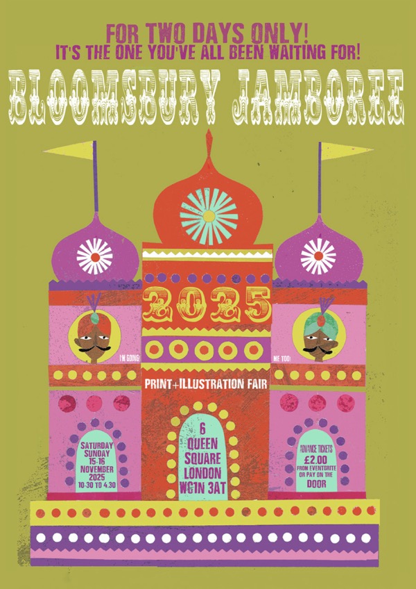 thegentleauthor's tweet image. In collaboration with @mainstonepress and @designfortoday , I am hosting our annual @bloomsburyjamboree , a festival of books and print, illustration, talks and seasonal merriment on SATURDAY 15th &amp;amp; SUNDAY 16th NOVEMBER at the magnificent @artworkersguild , 6 Queens Sq, WC1N 3AT.