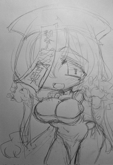 お仕事前のうちのこトリカさんらくがき。 聖職者のアンデッドコスプレ。