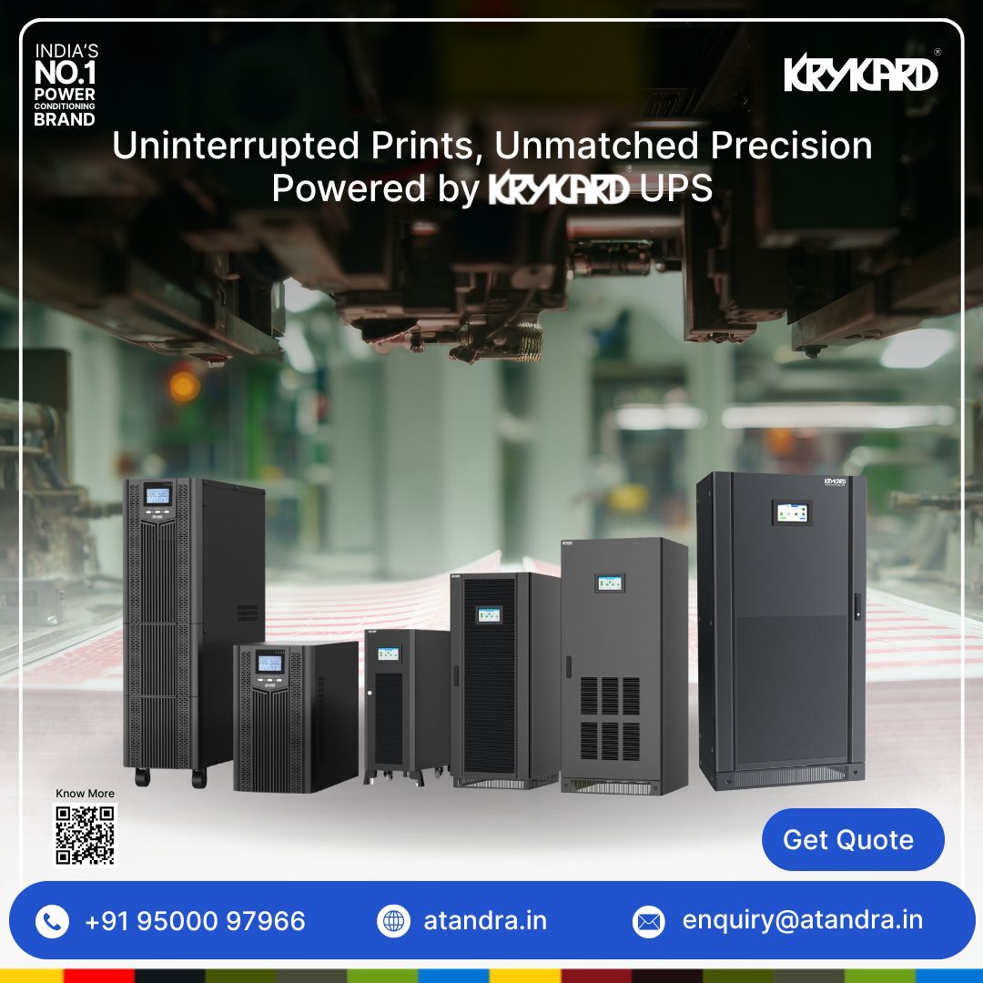 AtandraEnergy's tweet image. 🖨️ In the printing industry, power isn’t just electricity — it’s uptime, quality, and delivery commitment.

Print without interruptions. Deliver without excuses. Choose power that performs. Choose KRYKARD.

#PrintingIndustry #KrykardUPS #PowerProtection #PrintTechnology