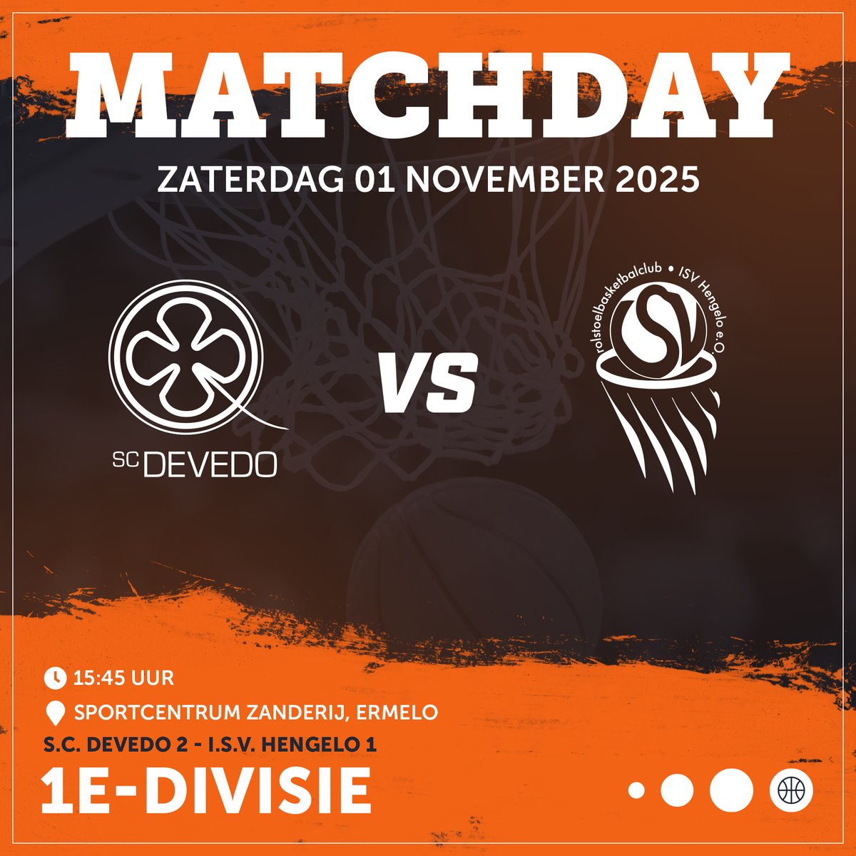 #MATCHDAY vandaag speelt s.c. DeVeDo 2 in Sportcentrum Zanderij om 12:15 tegen Only Friends 2 en om 15:45 tegen I.S.V. Hengelo 1 #rolstoelbasketbal #eerstedivisie