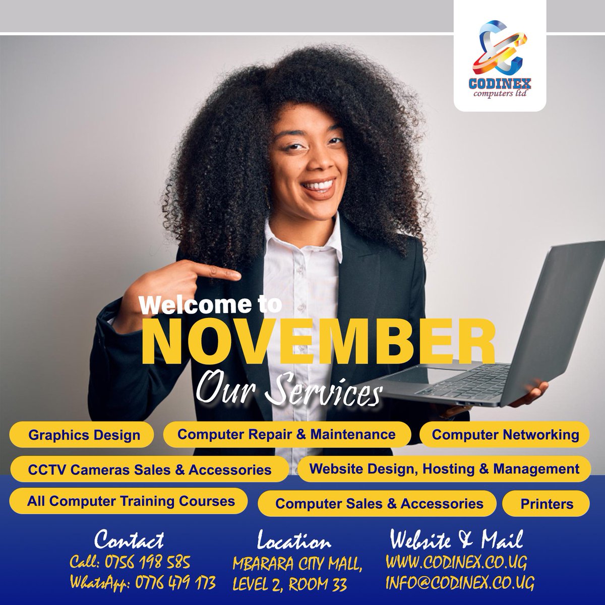 codinex_ug's tweet image. Happy New Month! We hope this new month brings you and your household joy, prosperity, and countless reasons to smile. We are grateful for your continued support and look forward to serving you with the best we have to offer in all Tech and Computer related issues.