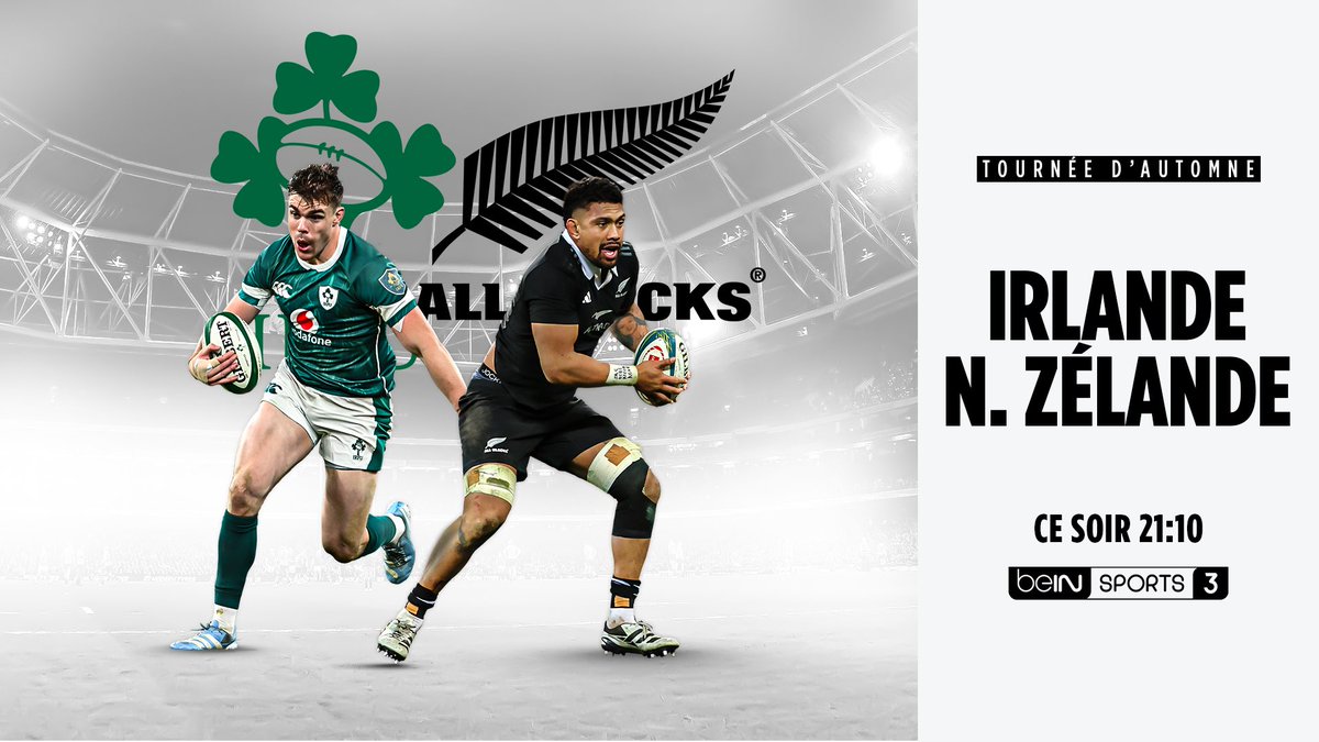 🏉 Ne manquez pas le début de la Tournée d’automne aujourd’hui sur <a href="/beinsports_FR/">beIN SPORTS</a> 3️⃣ 
🏴󠁧󠁢󠁥󠁮󠁧󠁿🇦🇺 Angleterre - Australie - 16h
🏴󠁧󠁢󠁳󠁣󠁴󠁿🇺🇸 Ecosse - USA - 18h30
🇮🇪🇳🇿 Irlande - Nouvelle-Zélande - 21h
À Chicago, là même où les Irlandais avaient battu les <a href="/AllBlacks/">All Blacks</a> pr la 1ere fois en 2016…
