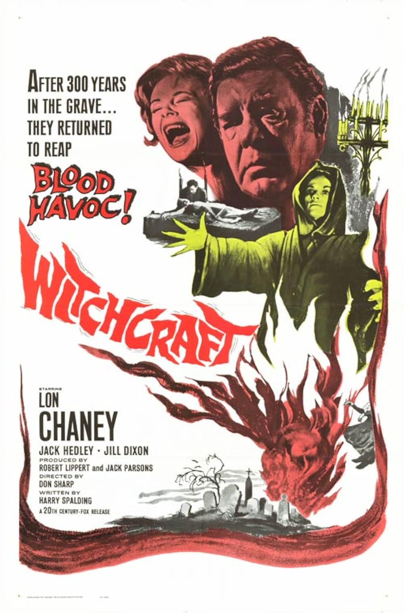 AngusKohm's tweet image. #FridayNightAtTheHomeDriveIn
Witchcraft (1964) by #DonSharp
w/ #LonChaneyJr #JackHedley #JillDixon #ViolaKeats
When her grave is disturbed by land developers, a 300-year-old witch is accidentally resurrected and terrorizes an English village.
#UK #Horror
#NotQuiteClassicCinema