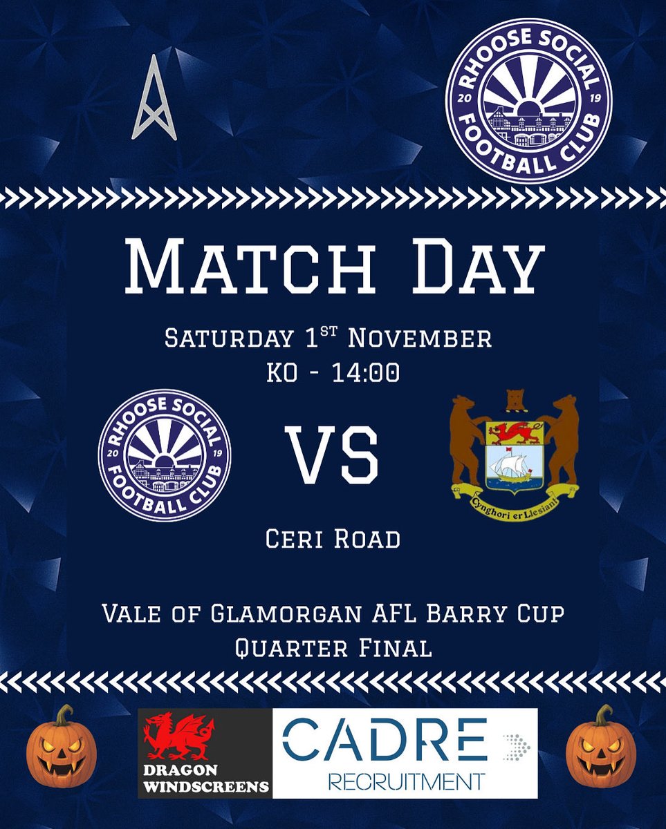 🏆 Barry Cup Quarter Final
Rhoose Social FC 🆚 Penarth Town FC

📍 Ceri Road (Home)
🕑 KO 2pm

Big game today as we fight for a place in the semis! 💪⚽️
Come down and back the lads! 🙌

#RhooseSocialFC #BarryCup #UpTheSocial