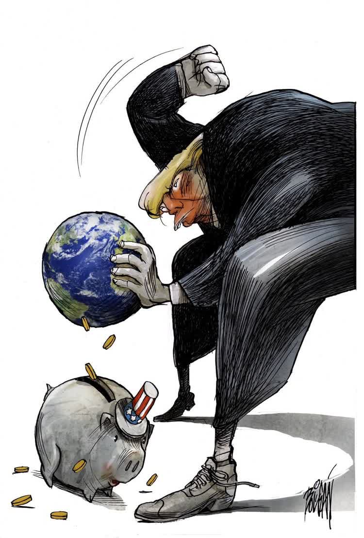 آمریکا در حال دوشیدن دنیا به نفع خود است و ترامپ هر روز بیشتر از روز قبل چهره‌ی واقعی آمریکا را به رخ دنیا می‌کشد.
#GreatSatan
#جنایتکار_تاریخ