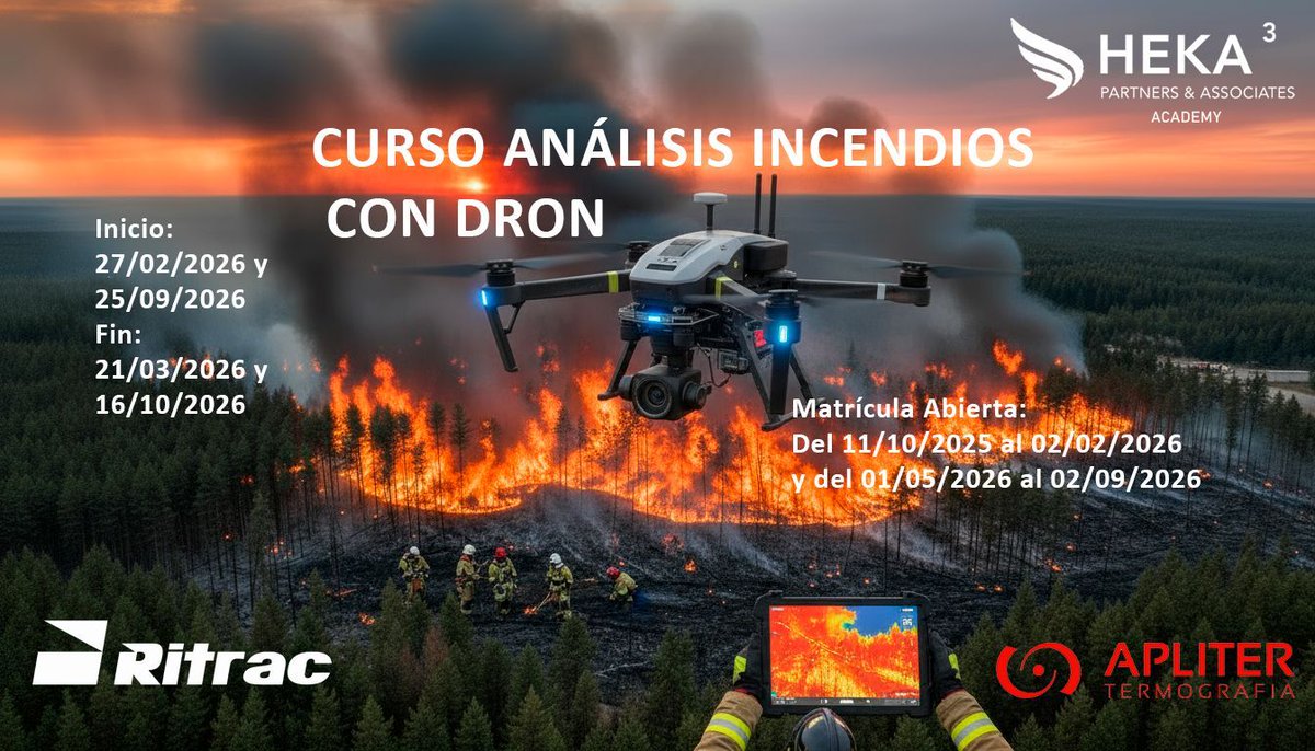🔥 ¡CONTROLA EL FUEGO DESDE EL AIRE! CURSO ANÁLISIS DE INCENDIOS CON DRON 🚁
Más información: academy@heka3.com
Teléfono: +34 678 57 62 40
Visítanos (cita previa): Aeropuerto de Sabadell, recinto Hangar10.
#DronesEmergencias #LuchaContraIncendios #Bomberos #AnálisisDeIncendios
