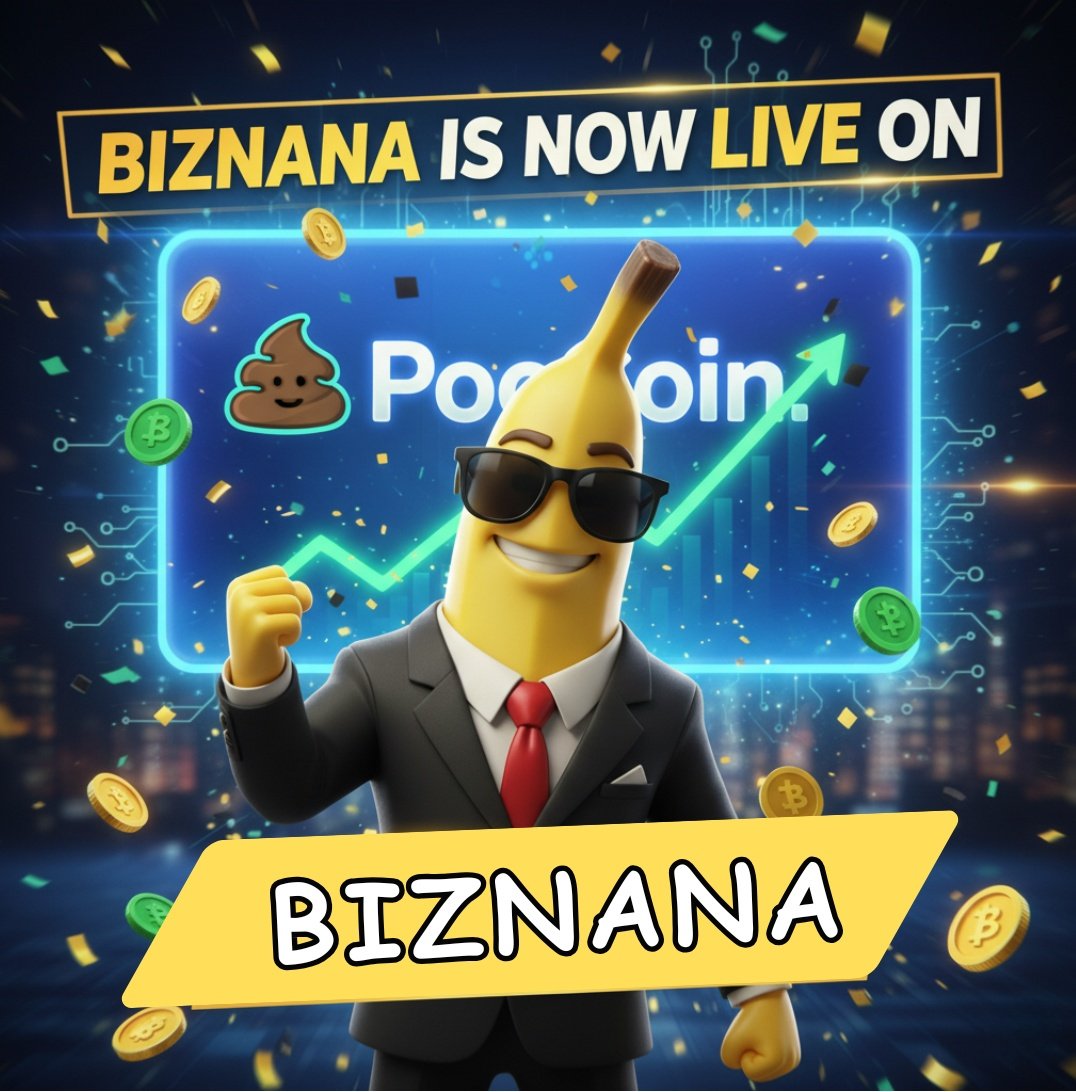 Biznana_Army's tweet image. 🚀🍌 Major Milestone Alert! 💼✨
The wait is over — Biznana is officially LIVE on PooCoin! 🎉🔥
Our favorite banana just took another giant leap on its mission to rule the meme coin universe. 🌕💎
From laughter to listings, the #BiznanaArmy keeps proving that this movement is…