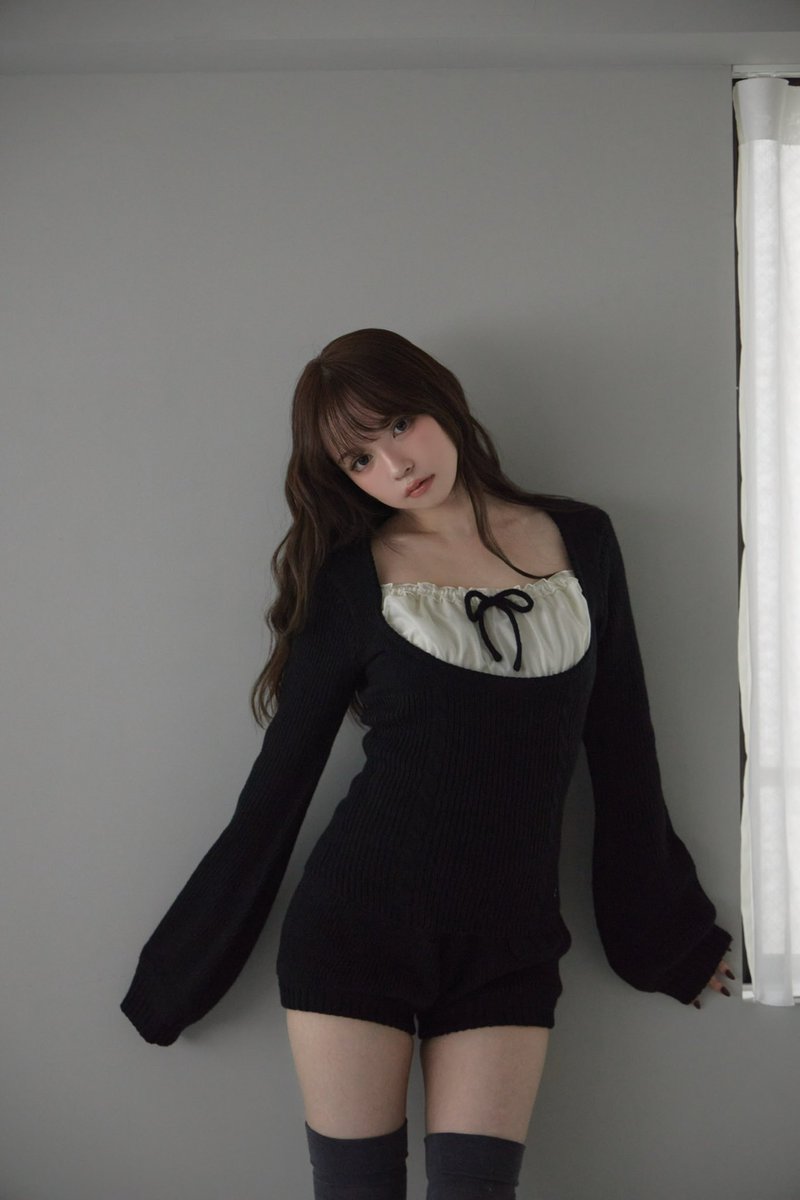 Raven gather set up color gray/black ¥17600-tax in トップス