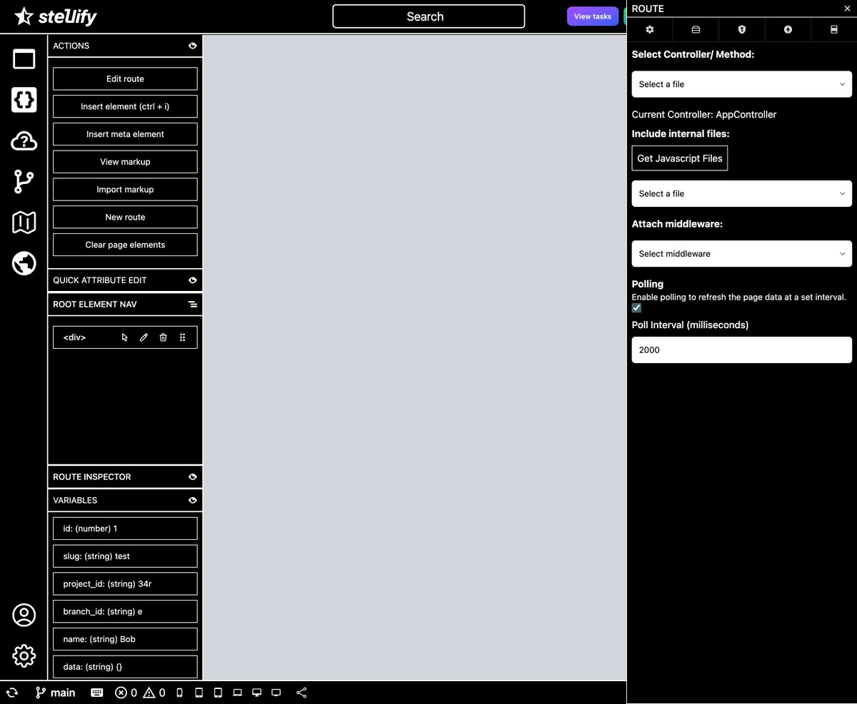 It's now possible to poll for updates on the current route via the interface editor, of course should you need to, you can achieve this programatically in the code editor using <a href="/tan_stack/">TANSTACK</a>  Query which is already available for use in the JS environment, no import required🚀

PS If