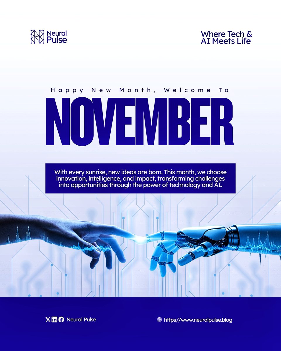 neural_pulse_ai's tweet image. Hello November!

A fresh month to innovate, create, and evolve through the power of AI.

Here’s to building smarter, living better, and shaping the future, one idea at a time.
