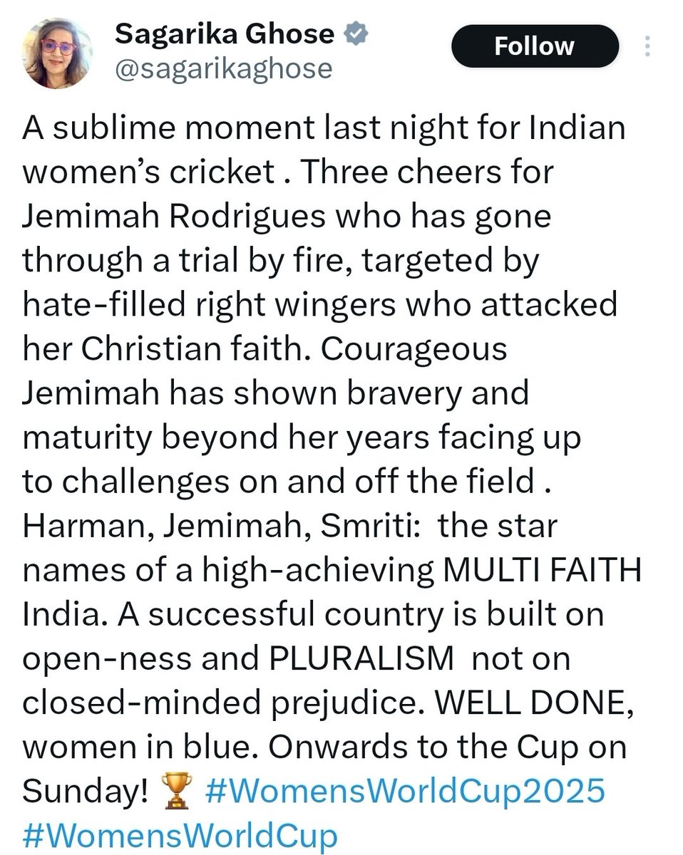 JMehta65's tweet image. Yesterday, this Dalal couple took us on guilt trip invoking Jemima Rodrigues batting performance against the Aussies..
They emphasised on her Christian religion..This act was done by them so, that treacherous act of another Christian Sonia Gandhi, who made a traitor Mohd.…