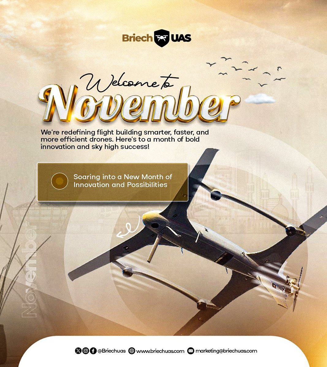BriechUAS's tweet image. Happy National Youth Day, Nigeria .

A new month. A new horizon. 
At #BriechUAS, we don’t just build drones, we make dreams that fly. 
Youth. Innovation. Power. The future is airborne. 

#Eibgroup #MilitaryTech #YouthEmpowerment #AerospaceAfrica #HappyNewMonth #NationalYouthDay
