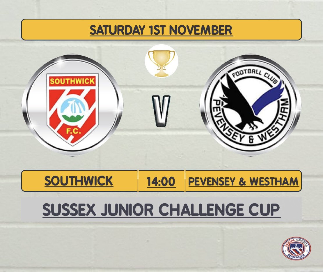 Cup action this weekend at Southwick Recreation Ground, where we look to hosting Pevensey and Westham from East Sussex Football League. 

Looking at their good start to their league campaign we know this will be a challenging fixture but the lads are up for it! 

#Wickers 
🔴⚫️🔴