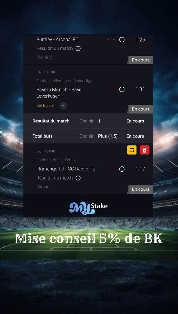 KBPronos51's tweet photo. 🔥 PRONO DU JOUR - COMBI TRIPLE 🔥

💥 Aujourd’hui, je pars sur une combinaison solide avec :

✅ Victoire d’Arsenal
✅ Victoire de Flamengo
✅ Victoire du Bayern Munich et + Plus de 1,5 buts dans le match

📊 Cote totale : 1,94

#TeamParieur https://t.co/dzeXUPDl7i