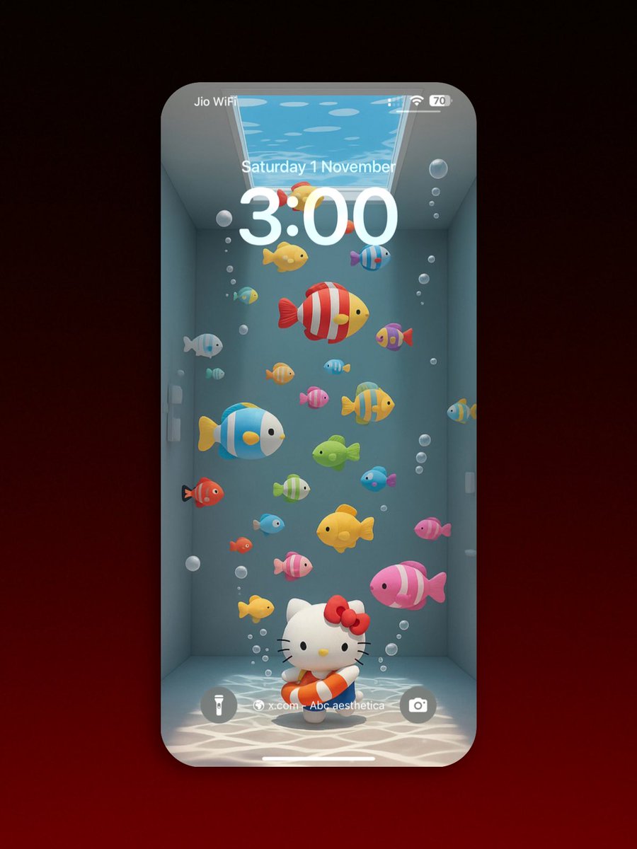 abcAesthetica's tweet image. 🫧 
“Hello kitty found a world where bubbles carry laughter and dreams together.”

 Fish &amp;amp; kitty #Wallpapers for mobile