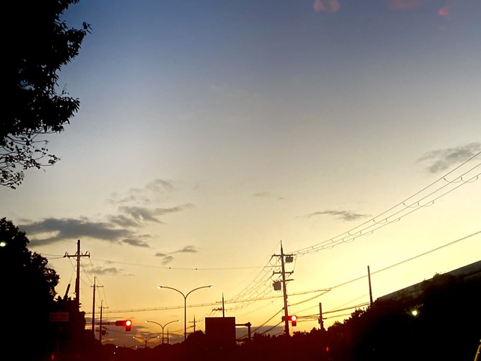今日の夕暮れ🌆
影絵みたいに綺麗。 