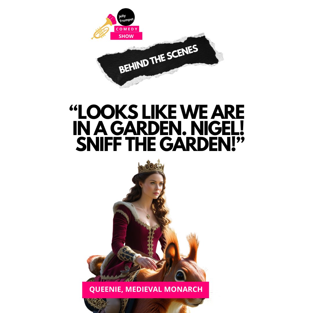 JellyTrumpet's tweet image. Her Majesty, Queen Eleanor of the Aquitaine, is the only logical member of the Jelly Trumpet crew.

Yes, I know! She&apos;s riding a giant red squirrel called Nigel!

What do you expect from a silly comedy podcast?

Stay fruity,

The Jelly Trumpet Crew

#ComedyPodcast #ScriptedComedy