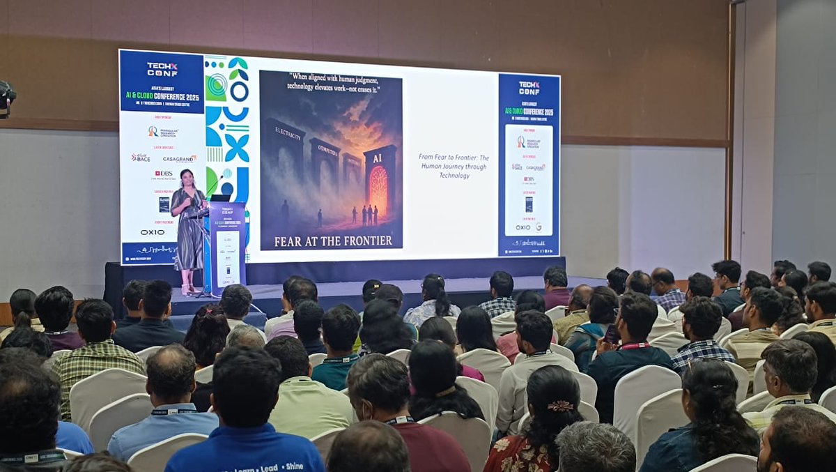 TechXConf's tweet image. 🚀 Live at TechXConf 2025!

In Track 2, Preethi Natarajan is presenting:

🎯 “From Fear to Empowerment: Embracing AI as a Human-Centric Enabler.”

Discover how AI can empower humans, enhance decision-making, and drive innovation while keeping people at the center of technology.…
