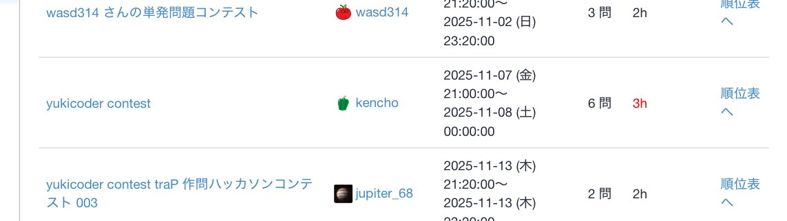 border_of_ymg's tweet image. 11/7(金)の構築コンテストまで1週間を切りました
大事件が起こらなければ開催できる見通しです

・構築が好きな方
・ペンシルパズルが好きな方
・Ratedでは出せない構築を見てみたい方

におすすめです！
(比較的常識的な問題もあるので全員出てください！)
#yukicoder
#構築コンテスト