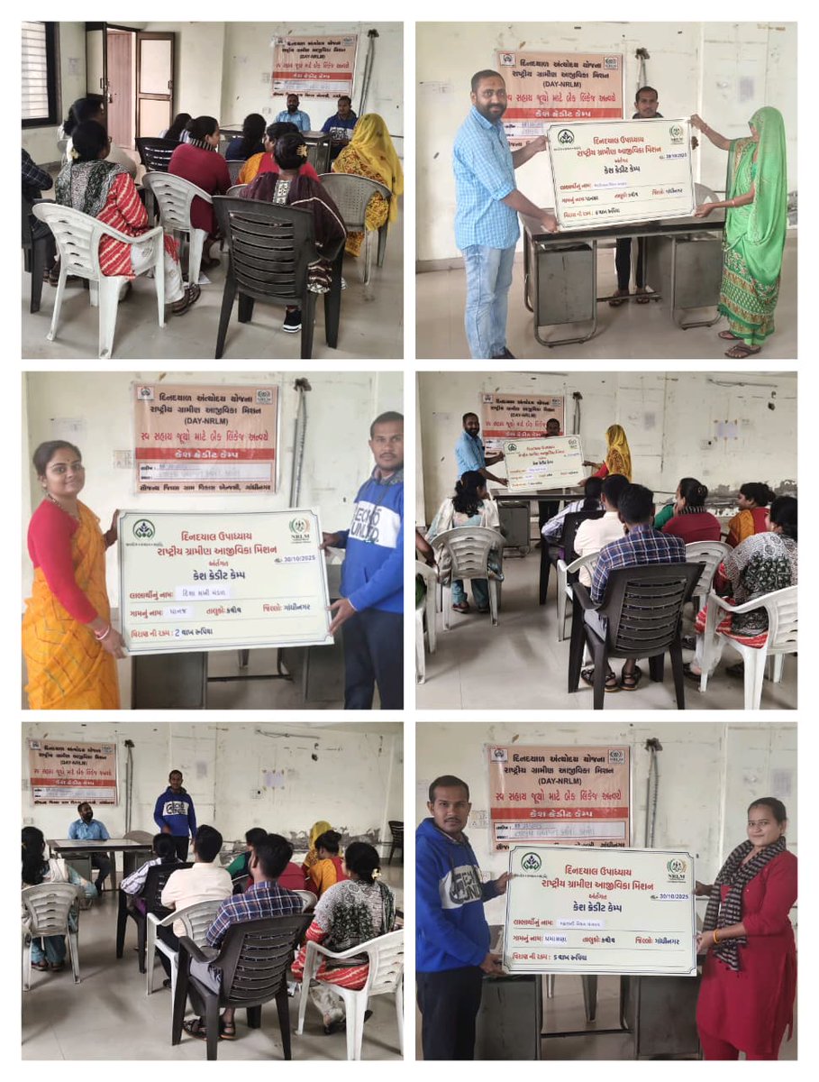 તા.30/10/2025 ના રોજ ગાંધીનગર જિલ્લામાં કલોલ ખાતે કેશ ક્રેડીટ કેમ્પનું આયોજન કરવામાં આવ્યું.જેમાં વિસ્તરણ અધિકારી દ્રારા 8 SHGને 23.50 લાખ તેમજ 3 SHG ને 11 લાખ રૂ.ના મંજૂરી પત્રક આપવામાં આવ્યા.જેમાં કુલ 11 SHG ને 34.50 લાખનું ધિરાણ કરવામાં આવ્યું. <a href="/GlpcLivelihood/">Mission Mangalam</a> <a href="/DrdaGNRDirect/">District Rural Development Agency, Gandhinagar</a>