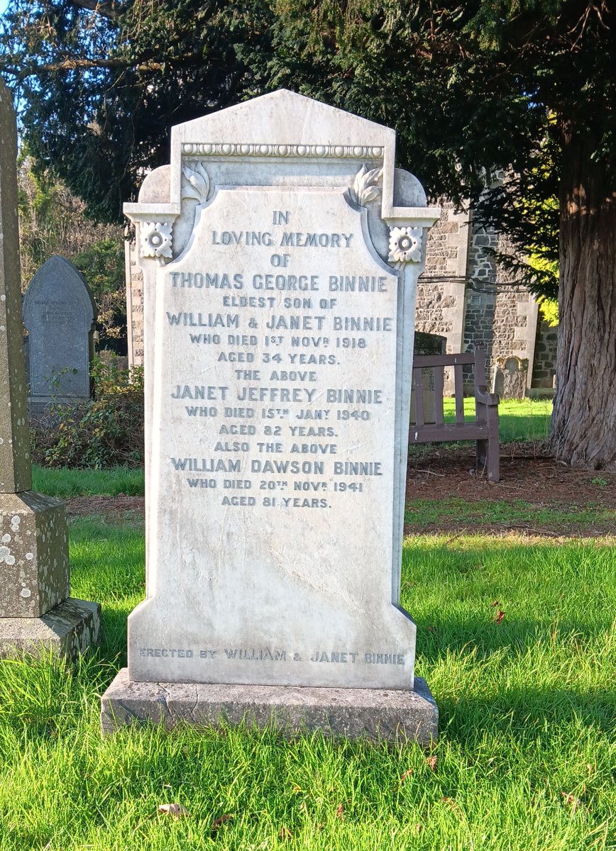 BrianWITGuy's tweet image. #OTD 1918 Sgt Thomas George Binnie died of pneumonia aged 34. One of my #EOHO @CWGC casualties at Logie Cemetery. 3rd Tank Brigade Tank Corps  Born Tulliallan, Fifeshire, enlisted Perth. Son of William and Janet Binnie, of Alloa, Clackmannanshire. &amp;amp; M.S.M. recipient #WW1