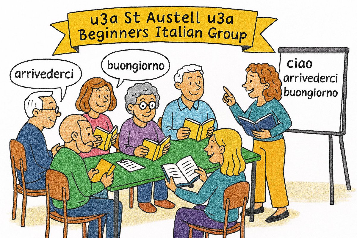 StAustellU3A's tweet image. Our new Italian Beginners Group starts this month. Discover the pleasure of learning a beautiful, expressive language in a relaxed, supportive setting. No prior experience needed — just curiosity and enthusiasm! #u3a_uk #learnlaughlive #U3A #kernow #cornwall #RetirementLiving