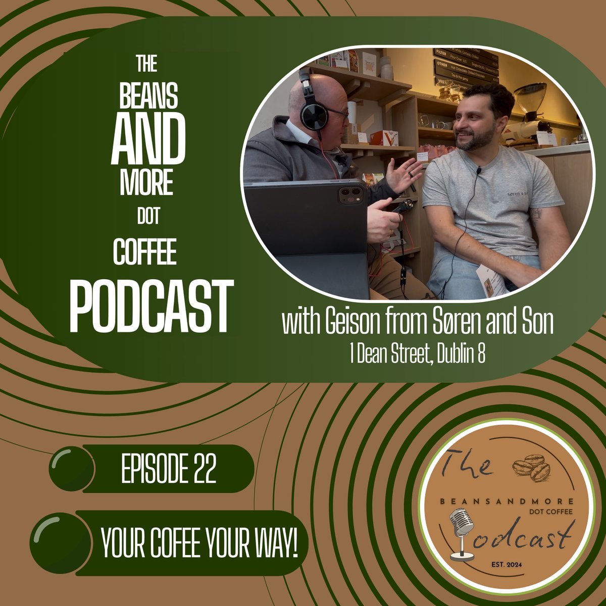 ☕ New episode out: Your Coffee Your Way 🎧
Geison from Søren &amp; Son, Dean St., Dublin 8, who moved from law to latte art ☕says it’s  all about passion, precision &amp; people - the perfect coffee is the one you like. Listen now 👉 beansandmore.coffee
#CoffeePodcast #DublinCoffee