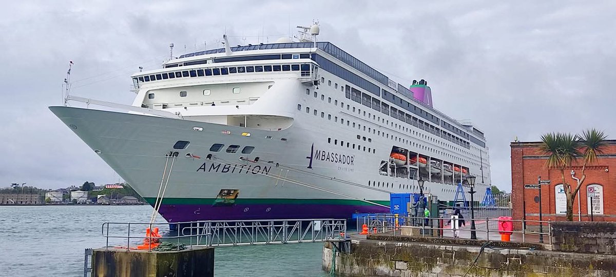 The Ambassador Cruise Line Ambition is with us today and will bring the 2025 cruise to an end when she departs at 6pm this evening.
It's been another busy season in Cobh and the 2026 season is also looking very impressive.
We wish the passengers and crew a great day in Cobh.