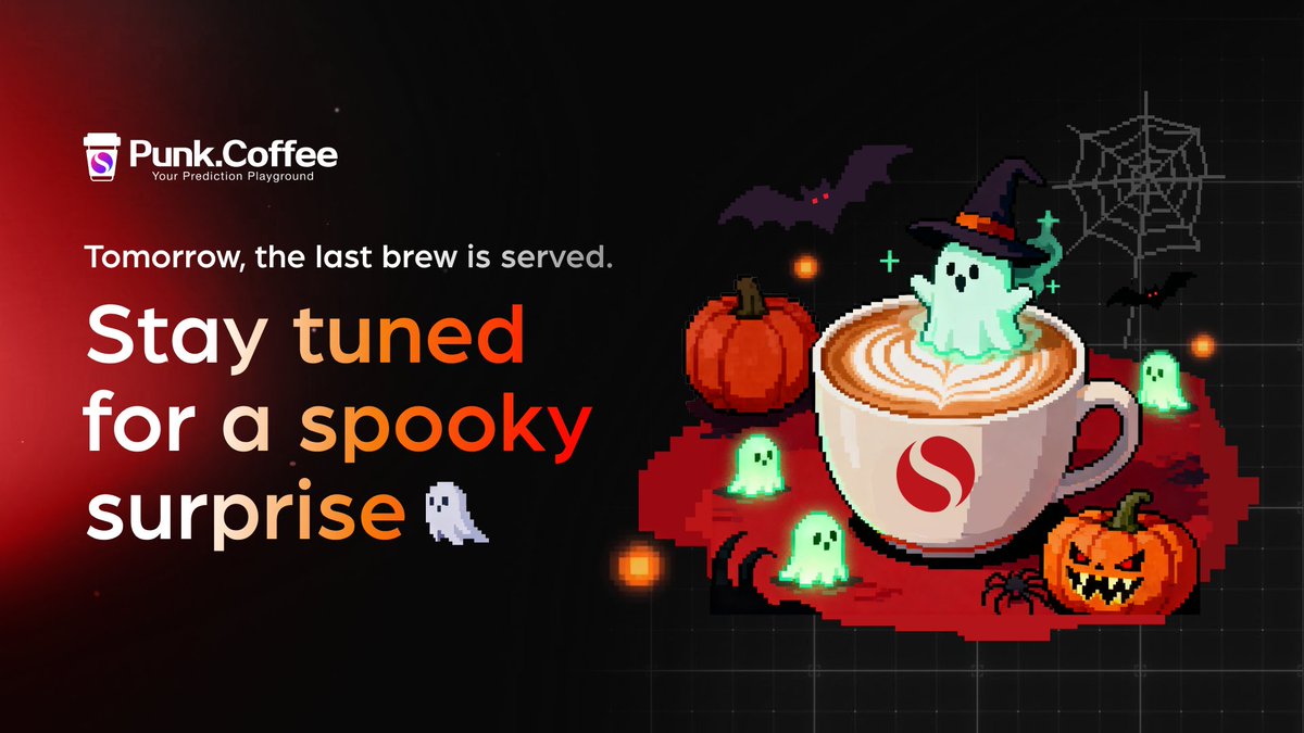 punkdotcoffee's tweet photo. Something’s brewing at https://t.co/klvpmAkTxl... ☕👻
Tomorrow, the last brew is served.
Stay tuned for a spooky surprise.
#PunkCoffee #LetChaosDecide #Halloween https://t.co/rGZh5EUz1p