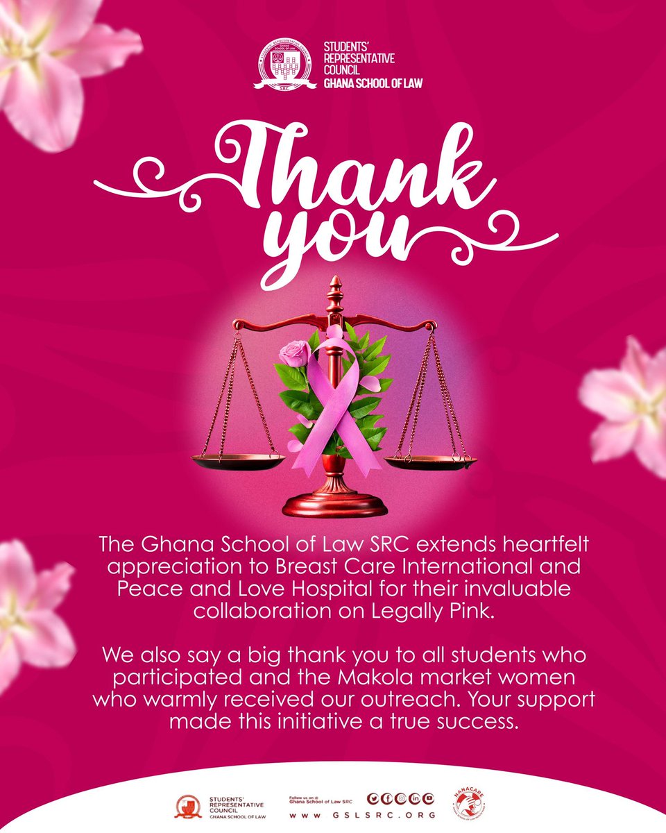 SRCGhlawschool's tweet photo. Thank you for making Legally Pink🎀 a success.
Remember, early detection saves lives!
#Pinktober #BreastCancerAwareness #Law #GSL #GSLSRC #BreastCancer https://t.co/OI5OkFRhsf