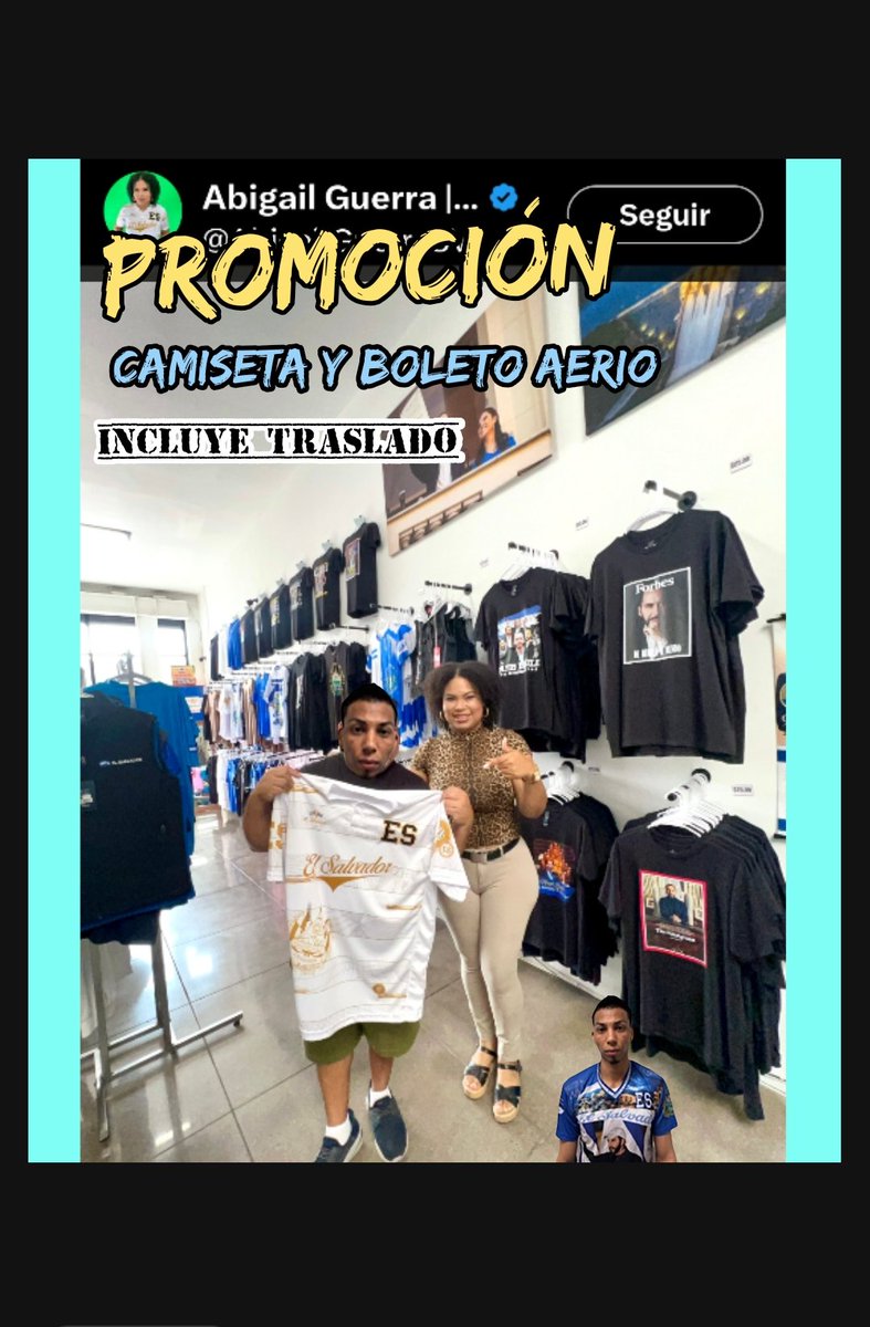 En la promoción de noviembre por la compra de una camiseta llévate gratis boleto aéreo a El Salvador incluye traslado restricciones aplican
